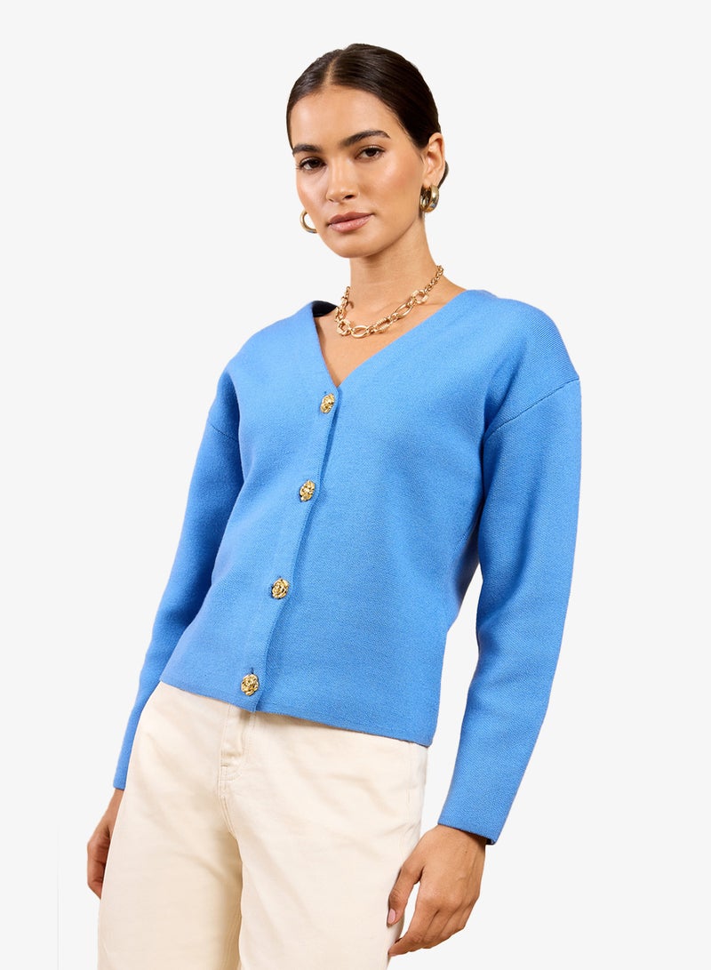 Little Mistress Blue Button Cardi - Image 1